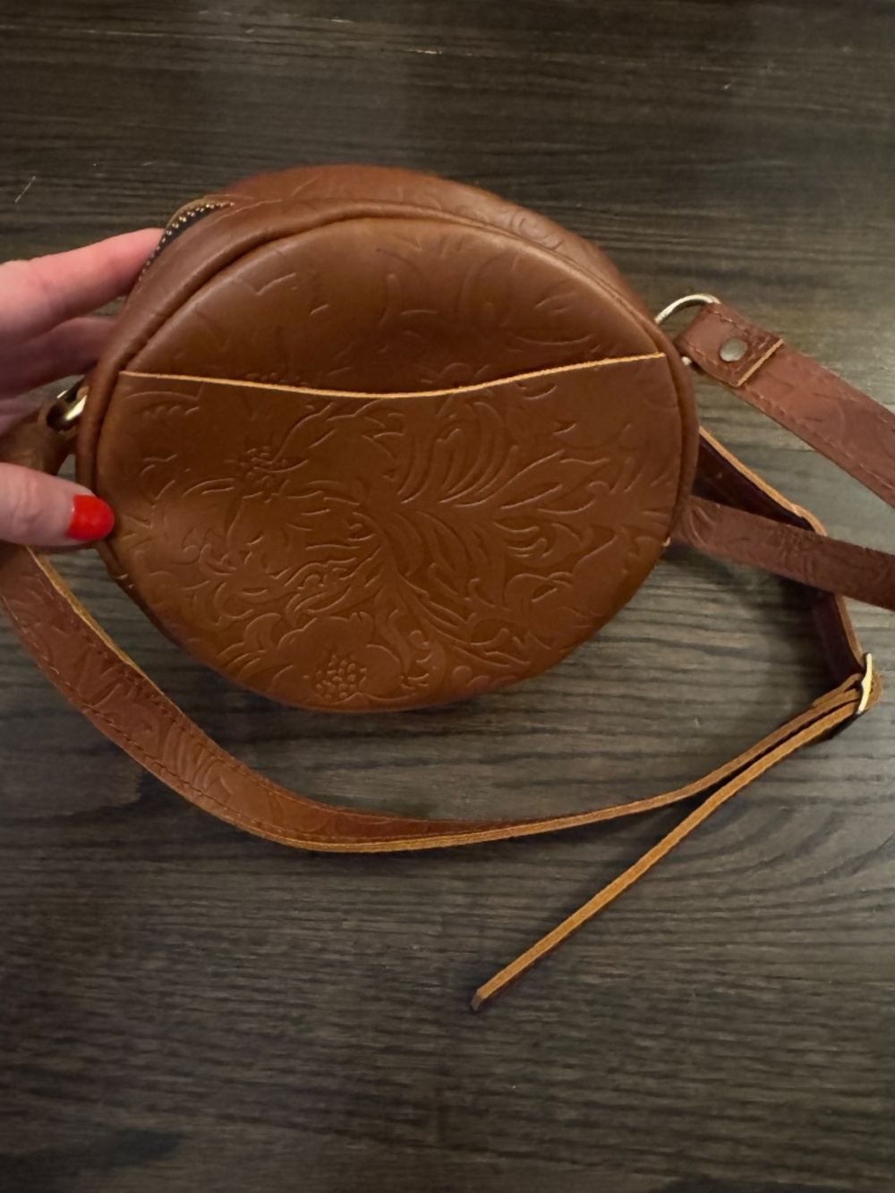 Portland Leather Round Cross Body Bag - Picture 3 of 10